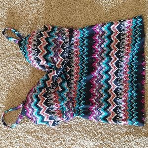 Island escape geometric print push up tankini